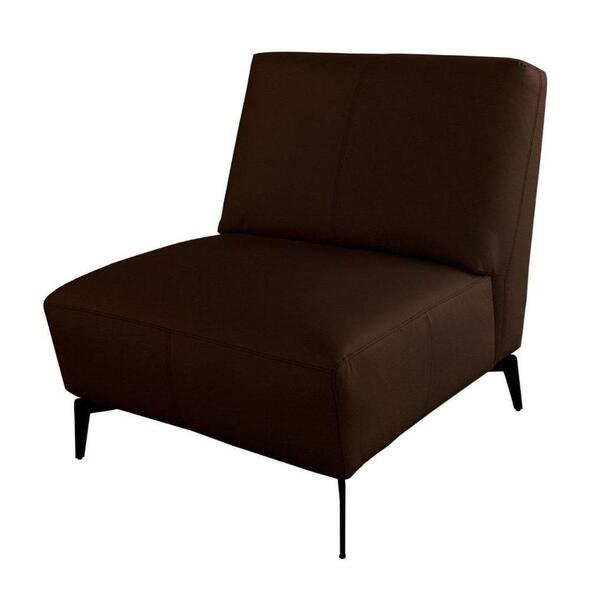 Poltrona Alícia Sem Braço Em Couro Legítimo Marrom Com Pés Em