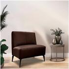 Poltrona Alícia Sem Braço Em Couro Legítimo Marrom Com Pés Em