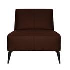 Poltrona Alícia Sem Braço Em Couro Legítimo Marrom Com Pés Em