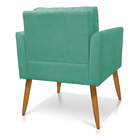 Poltrona Aline Suede Azul Turquesa Pés Palito Castanho - D'ro