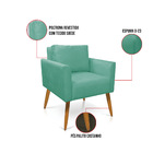 Poltrona Aline Suede Azul Turquesa Pés Palito Castanho - D'ro