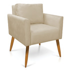 Poltrona Aline Suede Pés Palito Castanho D03 - D'rossi - Bege