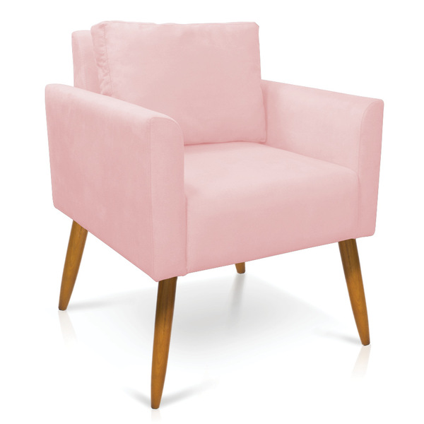 Poltrona Aline Suede Pés Palito Castanho D03 - D'rossi - Rosa