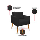 Poltrona Aline Suede Preto Pés Palito Castanho