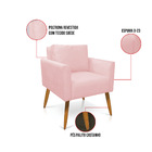 Poltrona Aline Suede Rosa Bebê Pés Palito Castanho