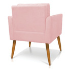 Poltrona Aline Suede Rosa Bebê Pés Palito Castanho