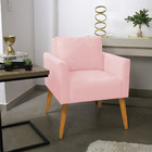 Poltrona Aline Suede Rosa Bebê Pés Palito Castanho