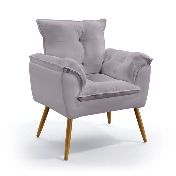 Poltrona Almofadada Beta N-023 Veludo Cinza Claro