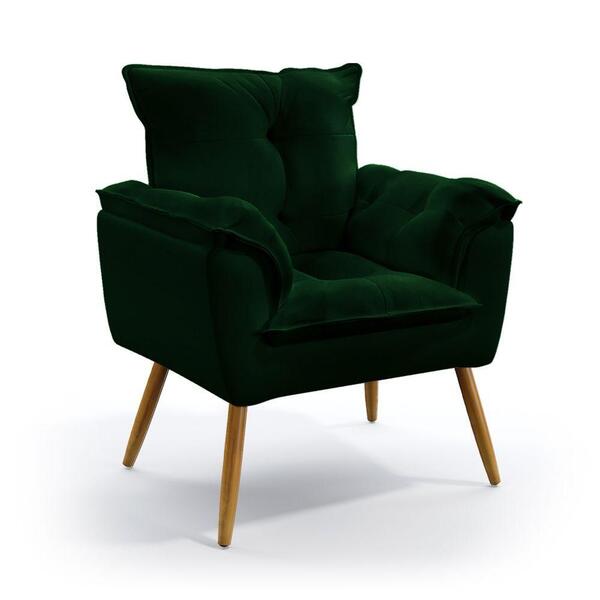 Poltrona Almofadada Decorativa Beta N-026 Veludo Verde