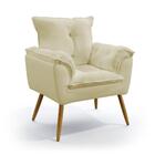Poltrona Almofadada Decorativa Beta N-030 Veludo Bege
