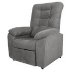 Poltrona Almofadada Reclinável Dallas Veludo Light Cinza