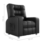 Poltrona Almofadada Reclinável Hull Sintetico Preto