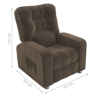 Poltrona Almofadada Reclinável Yo Veludo Marrom
