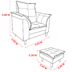 Poltrona Amamentação + Puff Luana Pés Madeira Suede Azul Mari