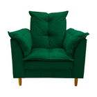 Poltrona Amamentação + Puff Luana Pés Madeira Suede Verde Mil