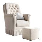 Poltrona Amamentação Agatha Balanco Puff Suede Bege