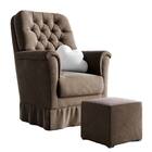 Poltrona Amamentação Agatha Balanco Puff Suede Marrom