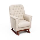 Poltrona Amamentação Agatha Pés Canoa Puff Suede Bege