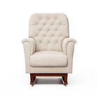 Poltrona Amamentação Agatha Pés Canoa Puff Suede Bege