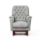 Poltrona Amamentação Agatha Pés Canoa Puff Veludo Cinza