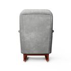 Poltrona Amamentação Agatha Pés Canoa Puff Veludo Cinza