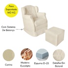 Poltrona Amamentação Balanço Confortável E Puff Corino Ariel