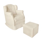 Poltrona Amamentação Balanço Confortável E Puff Corino Ariel