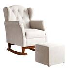 Poltrona Amamentação Balanço Leticia Pé Canoa Com Puff Linho