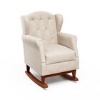 Poltrona Amamentação Balanço Leticia Pé Canoa Com Puff Linho