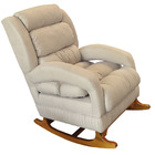Poltrona Amamentação Balanço Madeira Luna Suede Bege C05 - D'