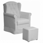 Poltrona Amamentação Balanço Manu Com Puff Corano Branco