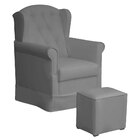 Poltrona Amamentação Balanço Manu Com Puff Suede Cinza