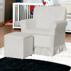 Poltrona Amamentação Balanço Para Quarto Com Puff Laura Suede