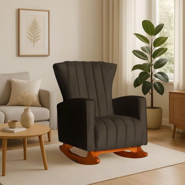 Poltrona Amamentação Balanço Quarto Descanso Canastra Linho