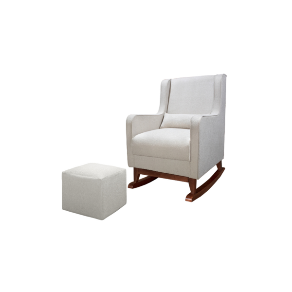 Poltrona Amamentação Balanço Sophia C/puff Reto Boucle Bege -