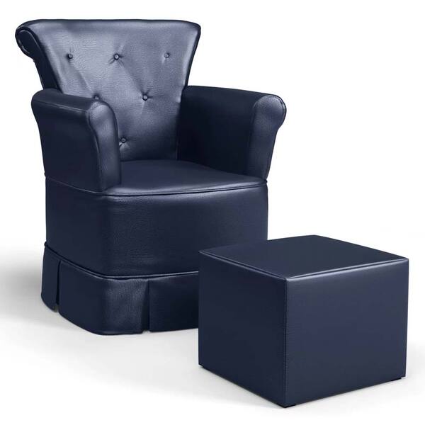 Poltrona Amamentação Barbara Com Puff Corano Azul Marinho