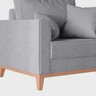 Poltrona Amamentação Base E Pés Madeira Maciça Linho Cinza