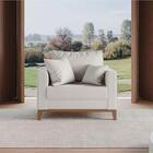 Poltrona Amamentação Base E Pés Madeira Maciça Linho Cru