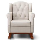 Poltrona Amamentação Base Madeira Balanço E Puff Letícia Sued