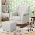 Poltrona Amamentação Base Madeira Balanço E Puff Lucy Z39 Lin