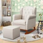 Poltrona Amamentação Base Madeira Balanço E Puff Lucy Z39 Sue