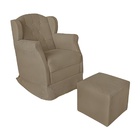 Poltrona Amamentação Cadeira Reforçada Balanço Puff Suede Beg