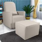 Poltrona Amamentação Com Balanço + Puff Sintetico Bege Matrix