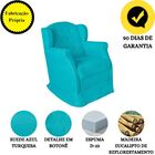 Poltrona Amamentação Com Balanço E Puff Luxo Suede Manuela Az