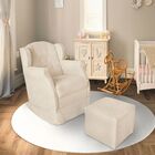 Poltrona Amamentação Com Balanço E Puff Luxo Suede Manuela Be