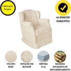 Poltrona Amamentação Com Balanço E Puff Luxo Veludo Manuela B