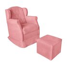 Poltrona Amamentação Com Balanço E Puff Luxo Veludo Manuela R