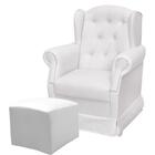 Poltrona Amamentação Com Balanço Puff Sintético Branco Livi