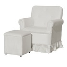 Poltrona Amamentação Com Puff Laura Suede Bege - Vallisa Decor