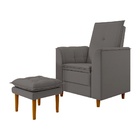 Poltrona Amamentação Confortável Com Puff Ivy Suede Cinza